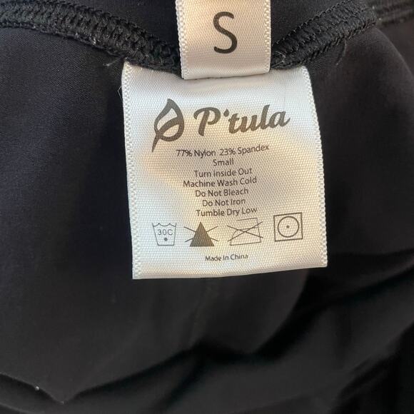 P'tula Black Jogger Leggings 77% Nylon 23% Spandex Size S High Waist Pocket - Picture 4 of 9